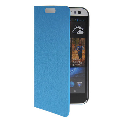 

MOONCASE Slim Leather Side Flip Wallet Card Holder Pouch with Kickstand Shell Back Case Cover for HTC Desire 616 Blue