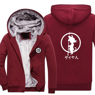 

USA SIZE 2018 Winter New Brand Fashion Dragon Ball Anime Son Goku Cosplay Hoodies Tops Thicken Zip up Casual Coats Plus size fas
