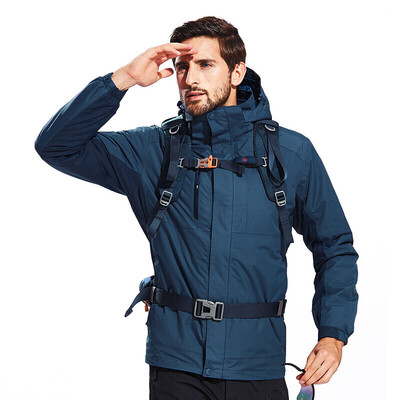 

Camel brand outdoor jacket two-piece three-in-one jacket waterproof warm P7W270706 iron gray blue ink blue XXL male