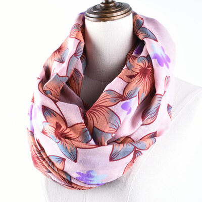 

Guttavalli Nice Women Soft Flowers Ring Shawl Summer Chevron Printing Loop Scarf Viscose Stripes Geometric Infinity Skinny Wraps