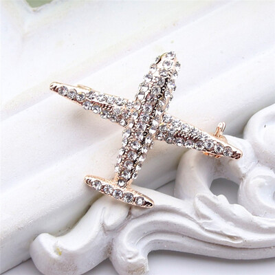 

Новая мода для женщин Plane Brooch Pin Stewardess Logo Pilot Badge Австрия Rhinestone Broosches Броши Знак ювелирных изделий Flyin