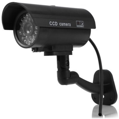 

Small Dummy Camera CCTV Sticker Surveillance 90 Degree Rotating with Flashing Red LED Light