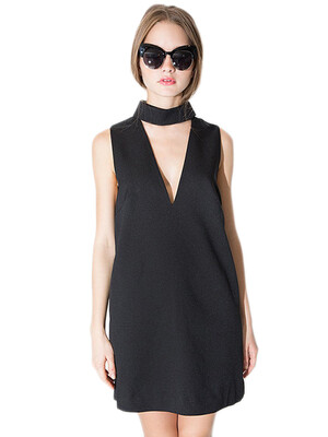 

Sexy Hollowed Out Halter Neckline Women Solid Dress