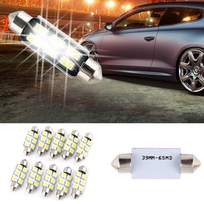 

10шт 39MM 5050 6SMD фестона Клин Купол интерьера Светодиодные лампы Белый Новый
