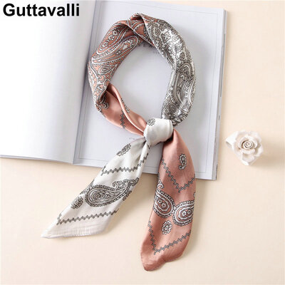 

Guttavalli Fashion Women Cashews Print Ties Small Chevron Flowers Summer All-match Scarves Silk Geometric Floral Skinny Wraps