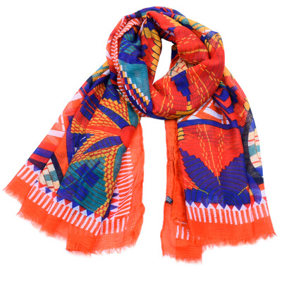 

JeouLy hotsale Bohemian scarf 2018 women autumn spring Spain style boho designer long red geometric print scarf birthday gifts cap