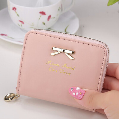 

Fashion Women Coin Purses Bow Knot Zipper Leather Wallet Money Card Holder Bag