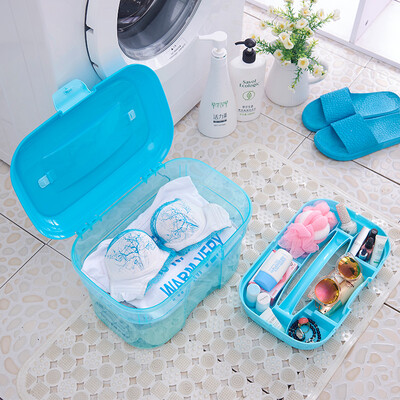 

Longshida portable storage box transparent plastic toy storage box swimming box mini cute storage box color random small L-468