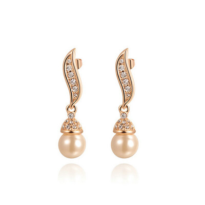 

Yoursfs® 18K Rose Gold Plated Pearl Drop Earring Women Fashion Ear Jewelry