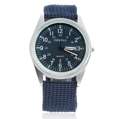

ORKINA P1012 Mens Military Style Double Calendar Watches with Arabic Numerals Dial - Blue