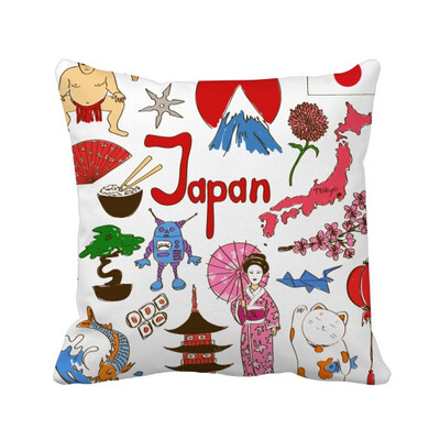 

Japan Landscap Animals National Flag Square Throw Pillow Insert Cushion Cover Home Sofa Decor Gift