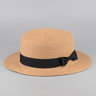 

Summer fashion small ceremony hat brimmed straw hat bow Ms England topping cover sun hat beach hats for women