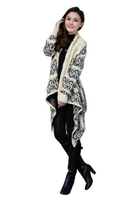 

Женщины Геометрические Boho Wrap мыса Кардиган вязать свитер пальто Свободный Нерегулярные