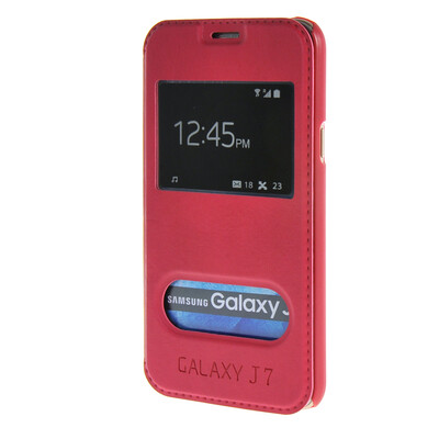 

MOONCASE Samsung Galaxy J7 чехол для View Leather Flip Pouch Bracket Back Cover Hot pink