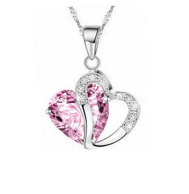 

Мода женщин Сердце Кристалл Rhinestone Серебряная цепь ожерелье Дешевые