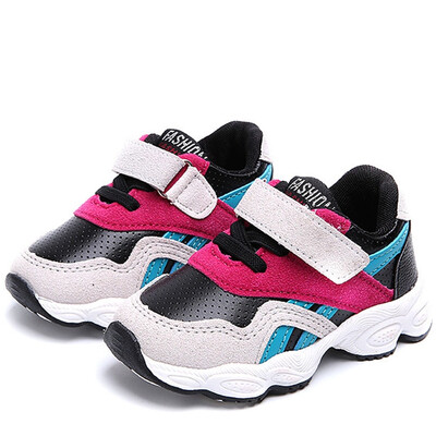 

Children Winter New Boy&Girl Shoes Fashion Sports Round Toe Velcro Color-matching Shoes