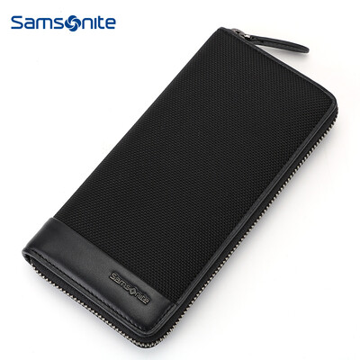 

Samsonite Y-CITIZEN Mens Long Wallet Business Casual Multifunction Fashion Leather Zipper Bag Wallet TK609006 Black