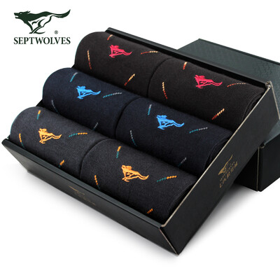 

Seven wolves socks sweat-absorbent tube mens socks casual cotton socks gift box 90678 6 yards