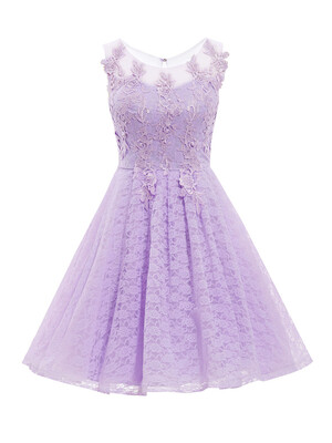 

CAZDZY Straps Appliques Knee-Length Lace Homecoming Dress