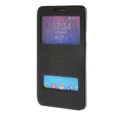 

MOONCASE Side Flip Hard board Slim Leather Bracket Window чехол для Cover Samsung Galaxy Note 4 N9100 чёрный
