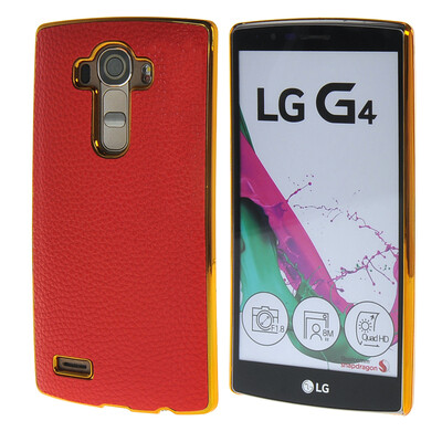 

MOONCASE Litchi Skin Gold Chrome Hard Back Case Cover for LG G4 Red