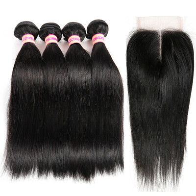

Malaysian Virgin Hair Straight With Closure 3 Bundles malaysian Straight Hair With Closure 8A Unprocessed Cheap Human Hair Weave