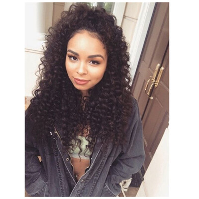 

Favor Hair Virgin Hair Fast Shipping 7A Grade 150 Brazilian Human Hair Natural Color Deep Wave Lace Front Wig