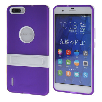 

MOONCASE Huawei Дело Желе Цвет силиконовый гель ТПУ Тонкий с подставкой обложка чехол для Huawei Honor 6 Plus Фиолетовый