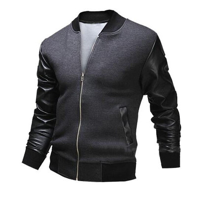 

Zogaa New Mens Jacket Leather Sleeve Patchwork