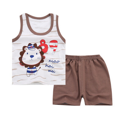 

Summer Baby Clothing Set Cartoon Boys Girls Children Clothes Set Sport Infant Kid Suits Tracksuits Cotton Vest Pants