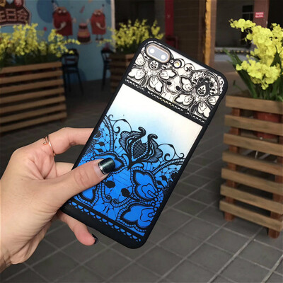 

3D рельеф Винтаж Мандала Цветы матовая Пластик Силиконовая крышка для iphone 5 5s se телефона ясно градиент чехол для IPhone 6 7 8