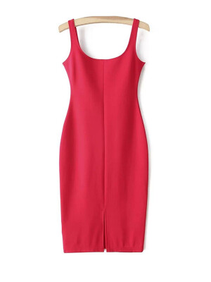 

Sexy Cut Solid Color Bodycon Sleeveless Dress