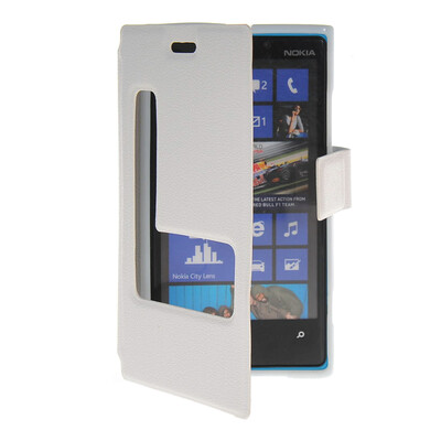 

MOONCASE View Window Leather Side Flip Pouch Stand Shell Back ЧЕХОЛ ДЛЯ Nokia Lumia 920 White