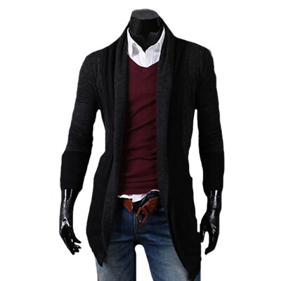

CT&HF Men Fashion Leisure Coat Medium Length Tops Pure Color Coat Elegant Temperament Contracted Silm Jacket