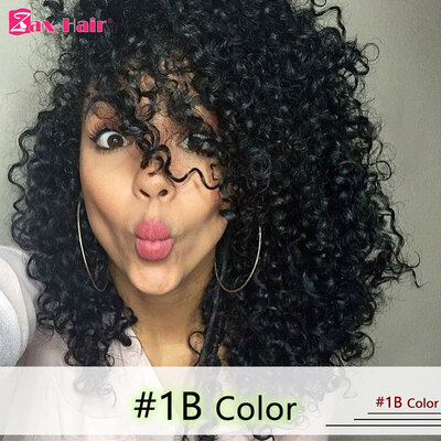 

Glueless Lace Front Wig Kinky Curly Virgin Brazilian Human Hair Lace Front Wigs For Black Women 130 Density Zax Hair