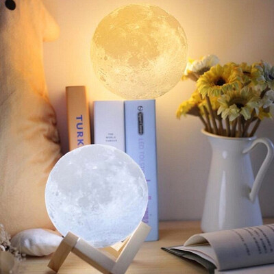 

Дистанционные 16 цветов RGB Изменение Диммируемы Светодиодный свет Луны lioght С деревянной подставкой (5.9 "/ 15CM)
