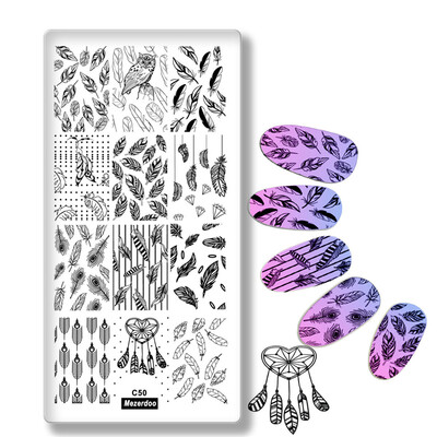 

Birds Feather Theme Nail Art Stamp Template Image Plate Stencil Indian Dream Catcher Nail Art Stamp Stamping Makeup Manicure C50
