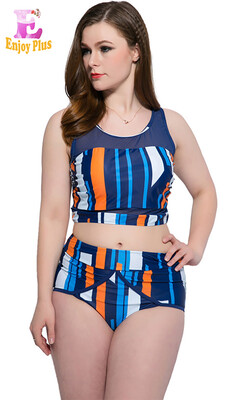

XXL 3XL 4XL 5XL plus size chest 95-124cm new summer 2018 women bikini big size strip print push up swimsuit two piece set