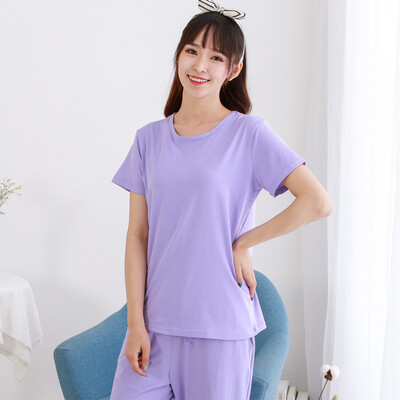 

Little nurse pajamas home clothes men&women summer wear short-sleeved home service ZST008 loose light purple L 170100