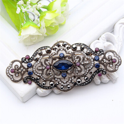 

Plus Size Women Brooch Ellipse Hollow Out Flower Cap Badge Hairpin Belt Pin Antique Gold Color Rhinestone Turkish Resin Jewelry