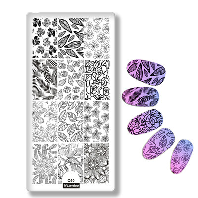 

Nail Stencil for Nail Art Templates Beauty Tools Maple Leaves Lace Flower Designs Rectangle Nail Stamping Plates Stamps C40