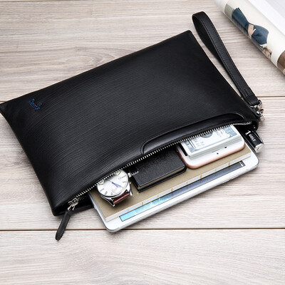 

Golf GOLF first layer leather mens handbag business casual clutch large capacity envelope bag multi-function wallet card package wrist bag S8BV03985J black