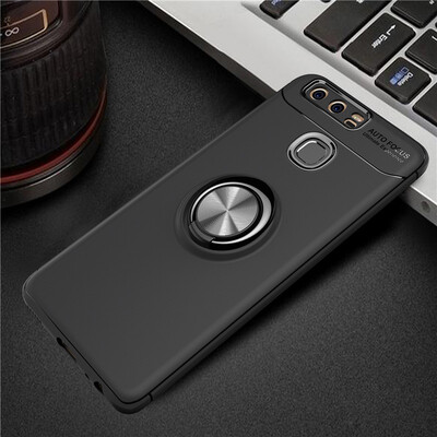 

Huawei P9 Luxury Metal Ring Magnetic Bracket Shockproof Cooling TPU Phone Case