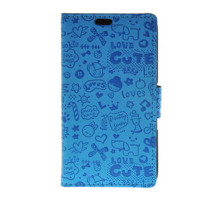 

MOONCASE Cute Little Witch Leather Side Flip Wallet Card Holder Stand Pouch ЧЕХОЛ ДЛЯ Sony Xperia E4 Blue