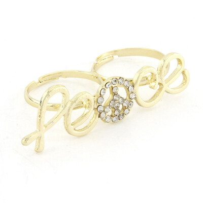 

Fashion Jewelry Style Simple PEACE Word Symbol Unique Double Two Adjustable Ring