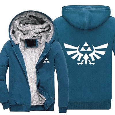 

2018 New High Quality The Legend of Zelda Link Men Thicken Hoodie Women Anime Zipper Coat Jacket Sweatshirt Cosplay Costume Plus
