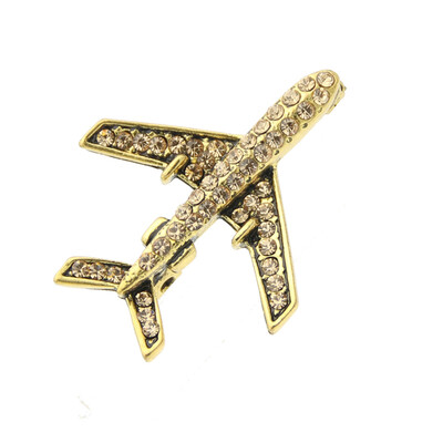 

Мода Женщины Plane Брошь Pin Stewardess Логотип Пилот Знак Австрия Rhinestone Броши Броши Знак Ювелирные изделия Lucky Flying Cors