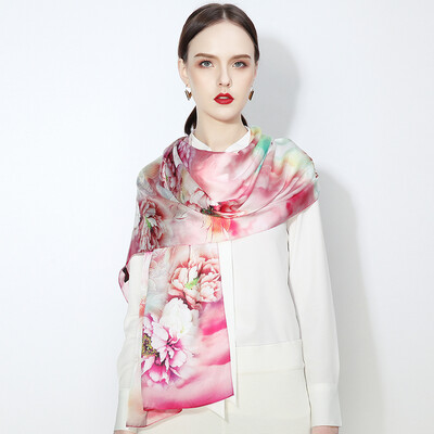 

Shanghai Story STORY Of SHANGHAI silk scarf female autumn&winter silkworm silk warm shawl scarf peony
