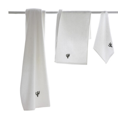 

iDouillet Towel Set 3-Piece White Bath Towel&Face Towel&Hand Towel Cotton 100 Plain Cute Crown Patten 70x140cm35x75cm35x35cm