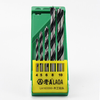 

LAOA Titanium-plated twist drill Multi-function drill bit Black three-point drill bit Woodworking drill bit set 5 piece LA